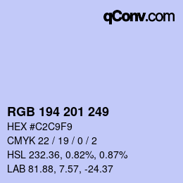 Color code: RGB 194 201 249 | qconv.com