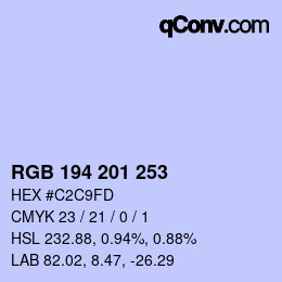 Color code: RGB 194 201 253 | qconv.com