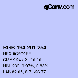 Color code: RGB 194 201 254 | qconv.com
