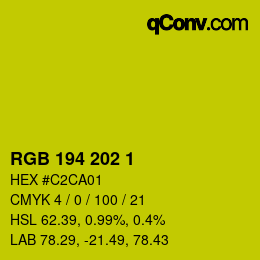 Color code: RGB 194 202 1 | qconv.com