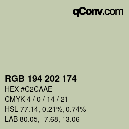 カラーコード: RGB 194 202 174 | qconv.com