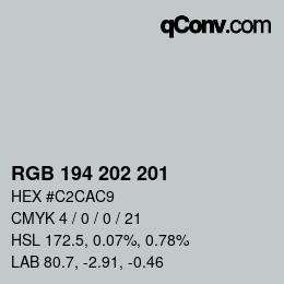 カラーコード: RGB 194 202 201 | qconv.com