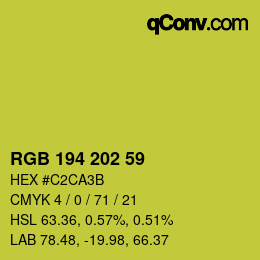 Color code: RGB 194 202 59 | qconv.com