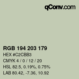 カラーコード: RGB 194 203 179 | qconv.com