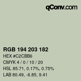 Color code: RGB 194 203 182 | qconv.com