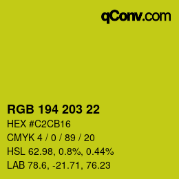 Color code: RGB 194 203 22 | qconv.com