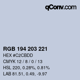 Code couleur: RGB 194 203 221 | qconv.com