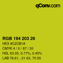 Color code: RGB 194 203 26 | qconv.com