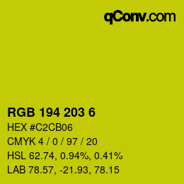 Color code: RGB 194 203 6 | qconv.com