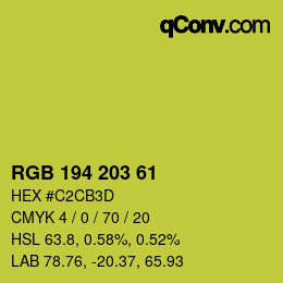 Color code: RGB 194 203 61 | qconv.com