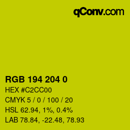 Color code: RGB 194 204 0 | qconv.com