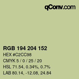 Color code: RGB 194 204 152 | qconv.com