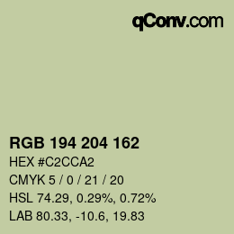 Color code: RGB 194 204 162 | qconv.com