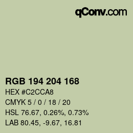 Color code: RGB 194 204 168 | qconv.com