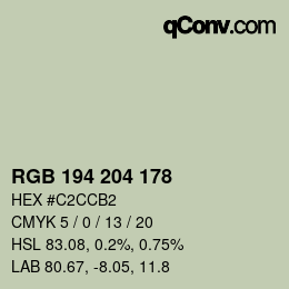 Color code: RGB 194 204 178 | qconv.com