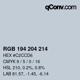 颜色代码: RGB 194 204 214 | qconv.com