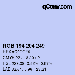 カラーコード: RGB 194 204 249 | qconv.com