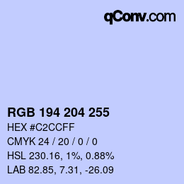 Color code: RGB 194 204 255 | qconv.com