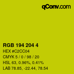 Color code: RGB 194 204 4 | qconv.com