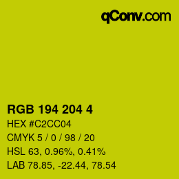 Color code: RGB 194 204 4 | qconv.com