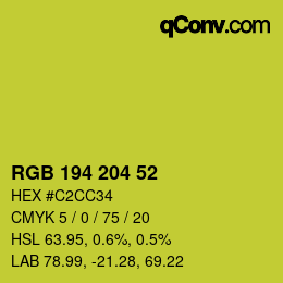 Color code: RGB 194 204 52 | qconv.com