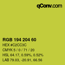 カラーコード: RGB 194 204 60 | qconv.com