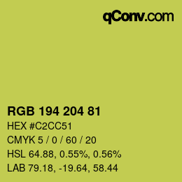 Color code: RGB 194 204 81 | qconv.com