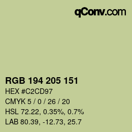 カラーコード: RGB 194 205 151 | qconv.com