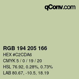 Color code: RGB 194 205 166 | qconv.com