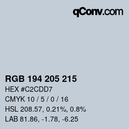 Código de color: RGB 194 205 215 | qconv.com