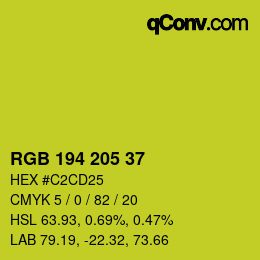 カラーコード: RGB 194 205 37 | qconv.com