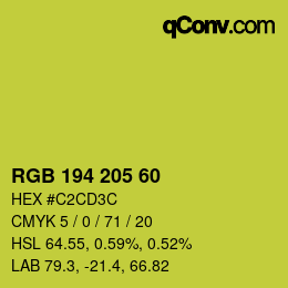 Color code: RGB 194 205 60 | qconv.com