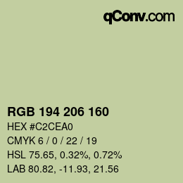 Color code: RGB 194 206 160 | qconv.com
