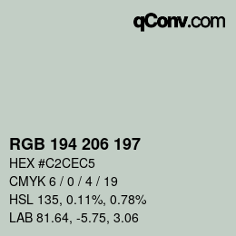 Code couleur: RGB 194 206 197 | qconv.com