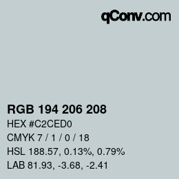 カラーコード: RGB 194 206 208 | qconv.com