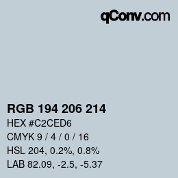 Código de color: RGB 194 206 214 | qconv.com