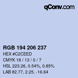 カラーコード: RGB 194 206 237 | qconv.com
