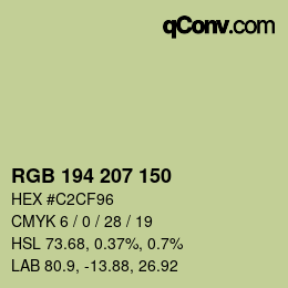 カラーコード: RGB 194 207 150 | qconv.com