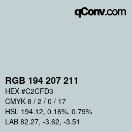 Color code: RGB 194 207 211 | qconv.com