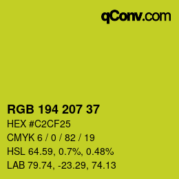 Color code: RGB 194 207 37 | qconv.com