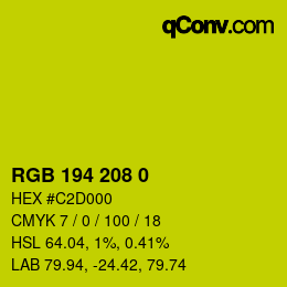 カラーコード: RGB 194 208 0 | qconv.com