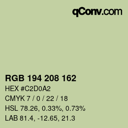 Color code: RGB 194 208 162 | qconv.com