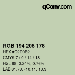 カラーコード: RGB 194 208 178 | qconv.com