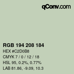 Color code: RGB 194 208 184 | qconv.com