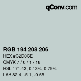 Color code: RGB 194 208 206 | qconv.com