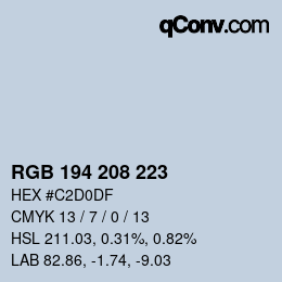 Color code: RGB 194 208 223 | qconv.com