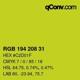 Color code: RGB 194 208 31 | qconv.com