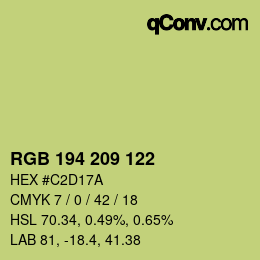 カラーコード: RGB 194 209 122 | qconv.com
