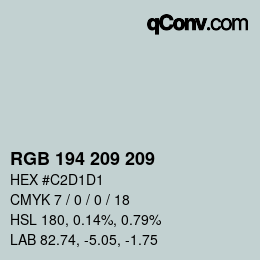 颜色代码: RGB 194 209 209 | qconv.com