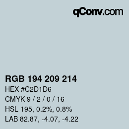 カラーコード: RGB 194 209 214 | qconv.com